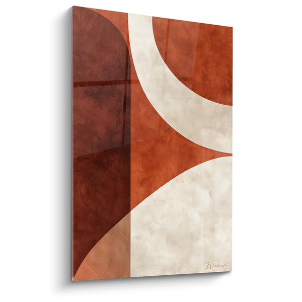 Tableau Courbes texturées brique et crème entrelacées - Panneau bicolore incurvé - Edition Terracotta