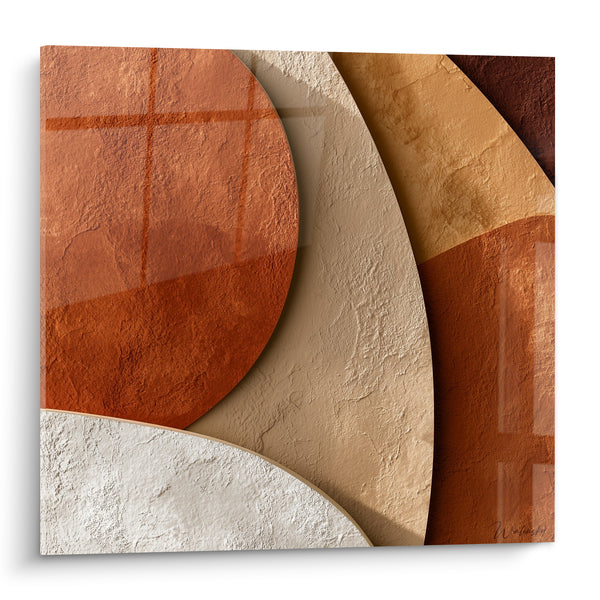 Tableau Formes courbes ocre et sable superposées - Strates de lumière - Edition Terracotta