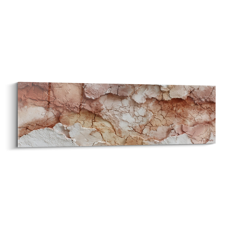 Tableau Enduit craquelé rose et blanc aux fissures fines - Réseau de craquelures - Edition Terracotta