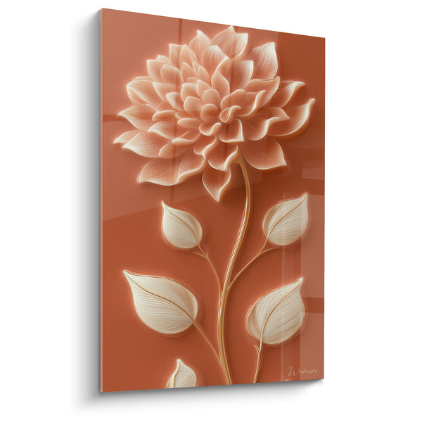 Tableau Dahlia ivoire aux feuilles dorées - Douceur botanique - Edition Terracotta