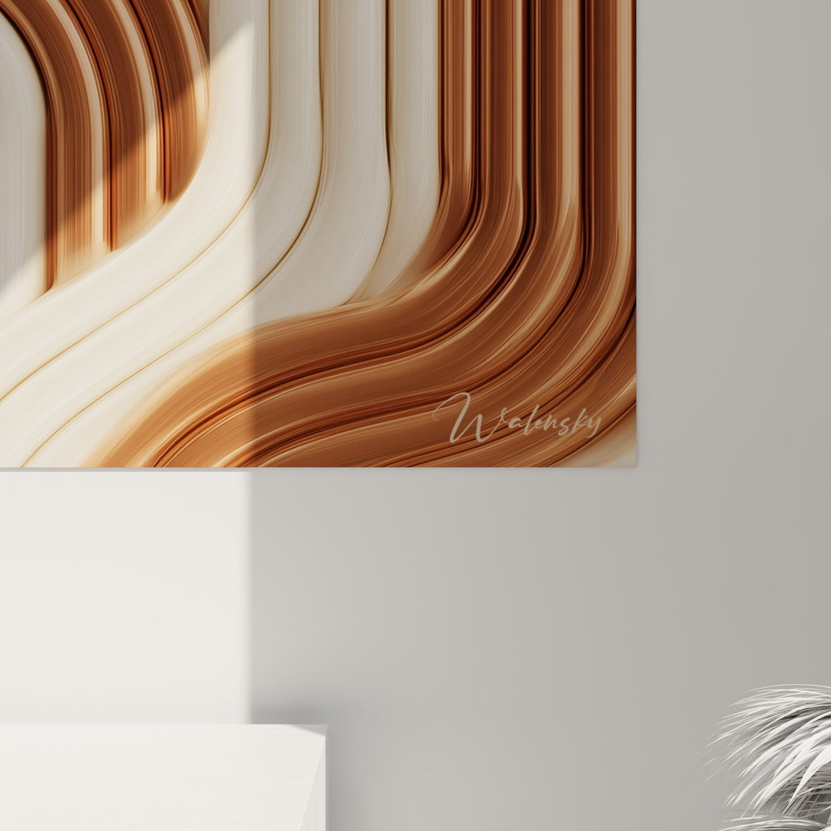 Détail des arches terracotta et crème révélant le grain lisse et les nuances de lumière sur la matière
