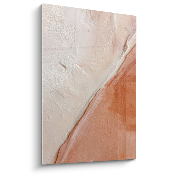 Tableau Diagonale texturée blanc cassé et brique - Faille lumineuse - Edition Terracotta