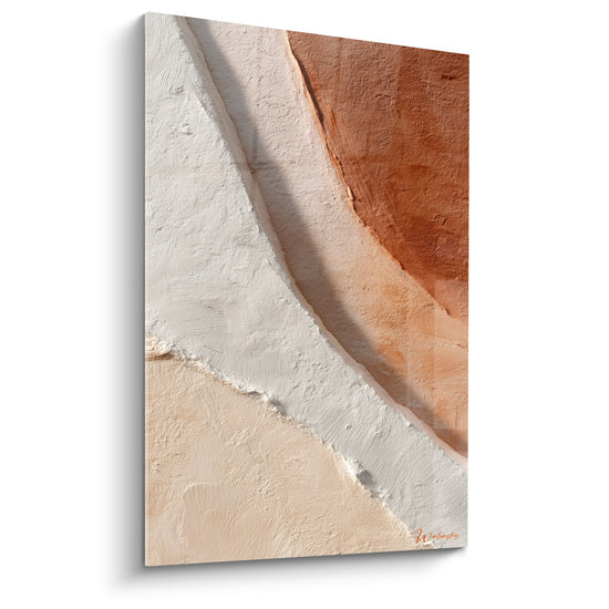 Tableau Faille diagonale blanche et rouille texturée - Ligne de rupture - Edition Terracotta