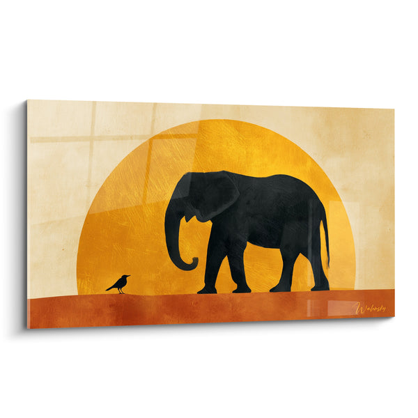 Tableau Éléphant noir au soleil doré - Silence de savane - Edition Terracotta