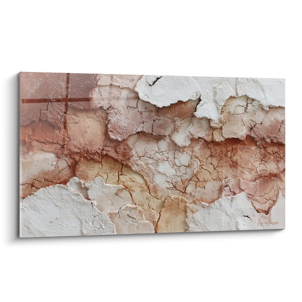 Tableau Enduit craquelé blanc et brique - Mémoire des murs - Edition Terracotta