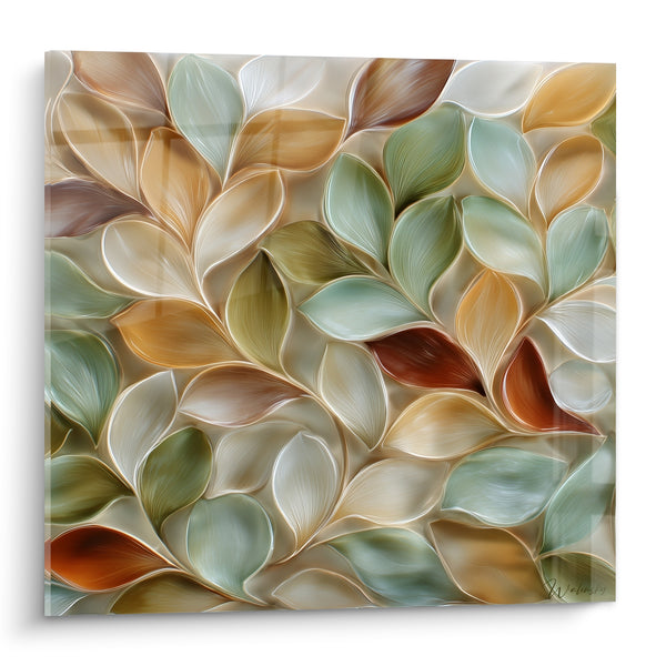 Tableau Feuillage vert sauge et roux nervuré - Souffle végétal - Edition Terracotta