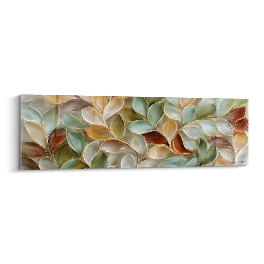 Tableau Feuillage vert sauge et terracotta sculpté - Jardin figé - Edition Terracotta