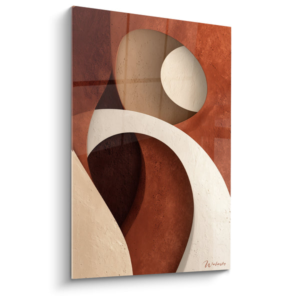 Tableau Anneau sculpté crème et brique entrelacé de cercles - Silhouette énigmatique - Edition Terracotta