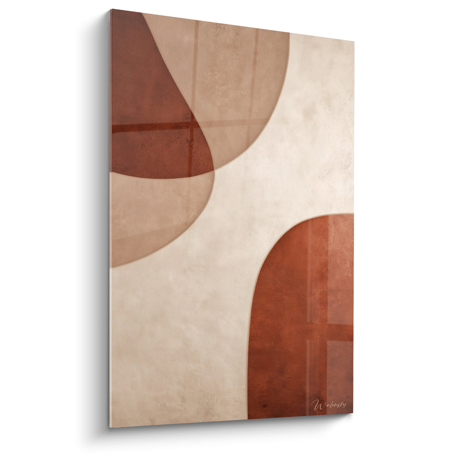 Tableau Formes courbes brique et crème quadrillées - Silhouettes en écho - Edition Terracotta