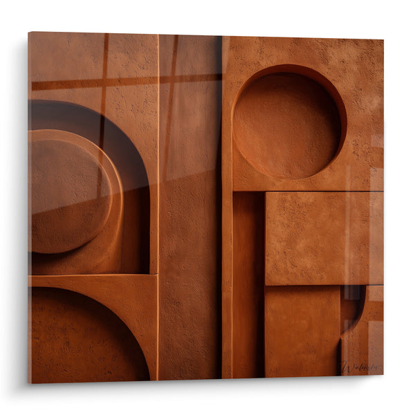 Tableau Formes géométriques ocre et brun sculptées - Silence architectural - Edition Terracotta