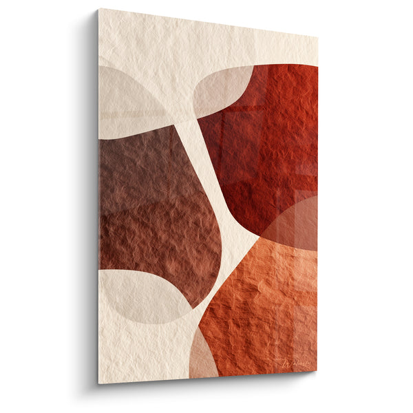 Tableau Formes courbes crème et brique froissées - Papier texturé chiffonné - Edition Terracotta