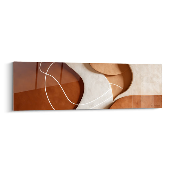 Formes sculpturales terracotta et crème aux courbes fluides, relief texturé façon argile