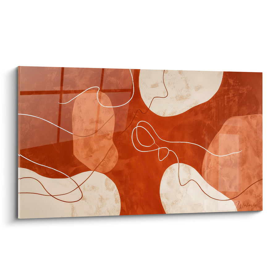 Tableau Formes organiques rouille et crème entrelacées - Méandres apaisés - Edition Terracotta