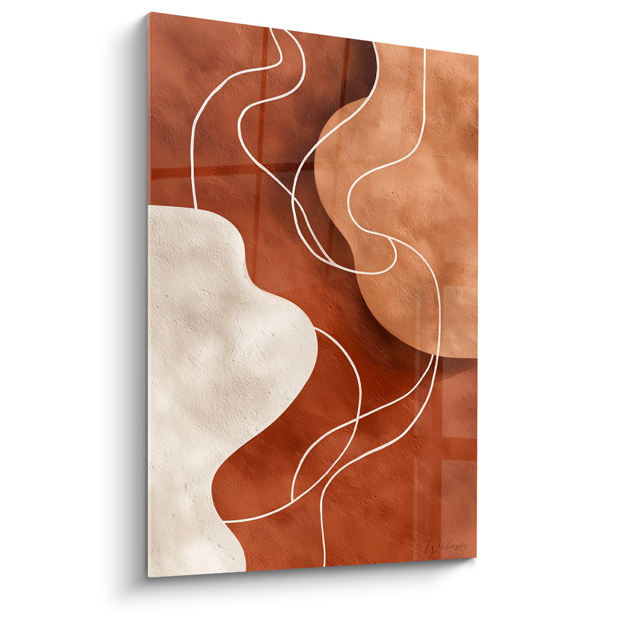 Tableau Formes organiques rouille et sable ondulantes - Dunes silencieuses - Edition Terracotta
