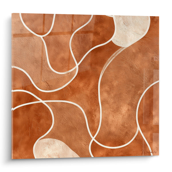Tableau Lignes sinueuses ocre et ivoire texturées - Sillons du désert - Edition Terracotta