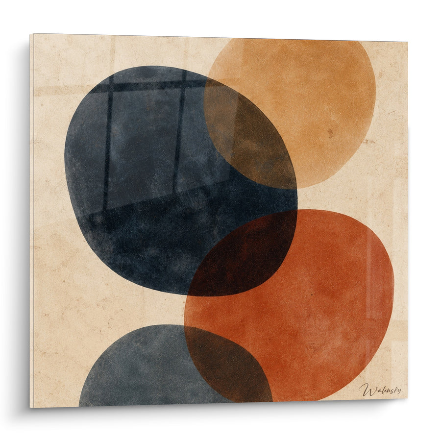 Tableau Ovales bleu marine et roux superposés - Éclipse silencieuse - Edition Terracotta