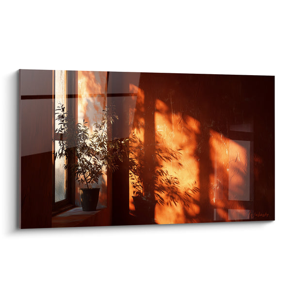 Tableau Plante en pot ocre et brun - Lueur du crépuscule - Edition Terracotta