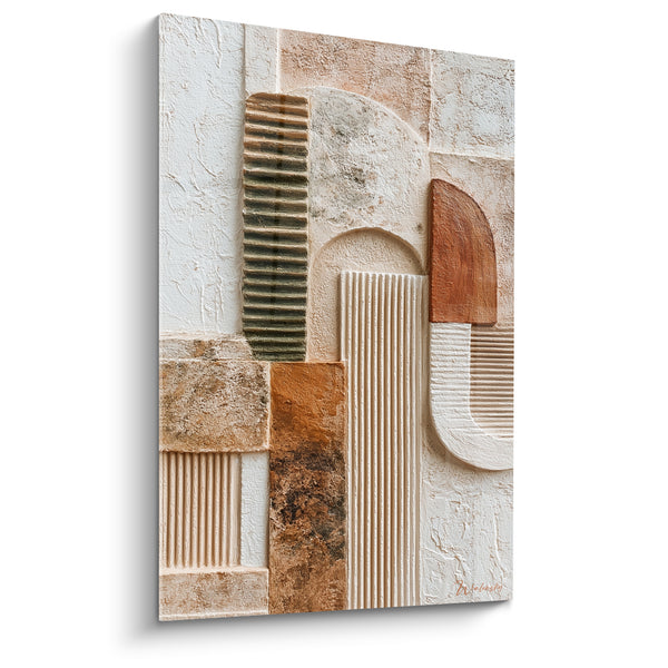 Tableau Fresque murale ocre et beige texturée - Murmure de pierre - Edition Terracotta