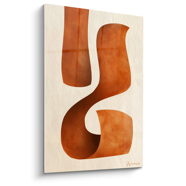 Tableau Ruban abstrait ocre et beige sinueux - Ondulation minérale - Edition Terracotta