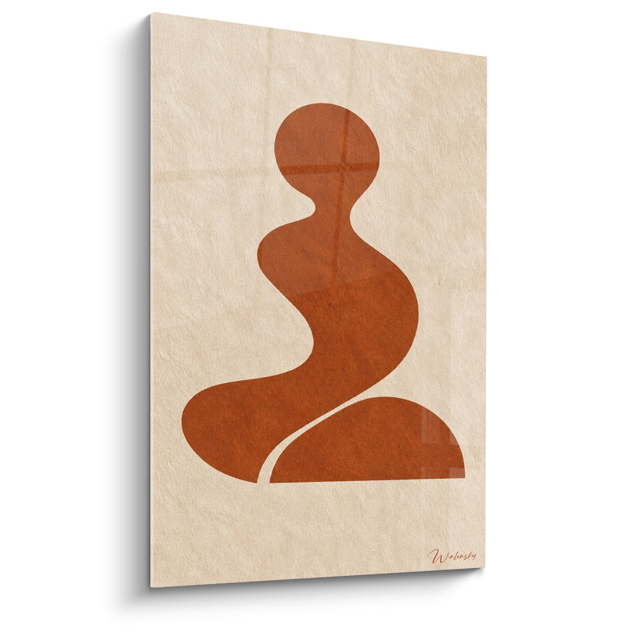 Tableau Silhouette abstraite beige et brique - Silhouette méditative - Edition Terracotta