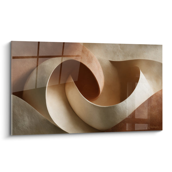Tableau Spirale sculpturale beige et brique - Vertige sculptural - Edition Terracotta