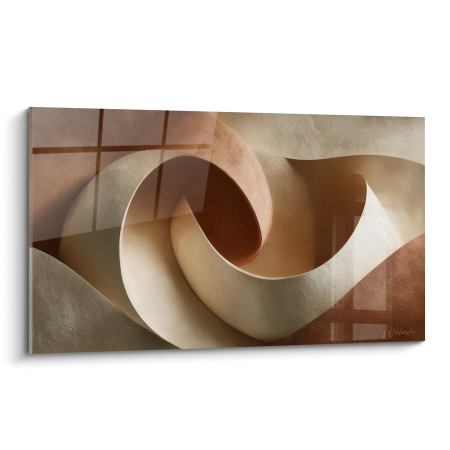 Tableau Spirale sculpturale beige et brique - Vertige sculptural - Edition Terracotta