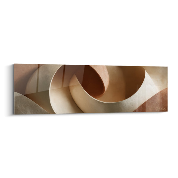 Tableau Spirale enroulée crème et brique en volute - Volute enroulée centrale - Edition Terracotta