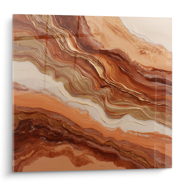 Tableau Strates marbrées ocre et dorées - Veines du désert - Edition Terracotta