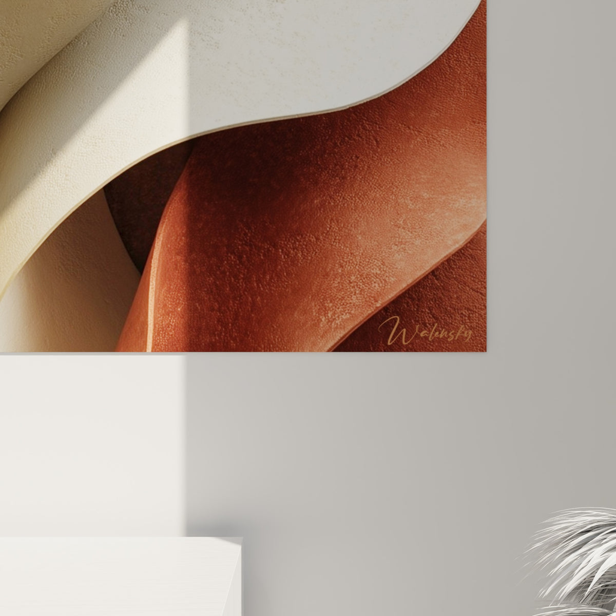 Grain texturé et plis marqués de Terracotta, nuances cuivrées et blanches se touchant en relief