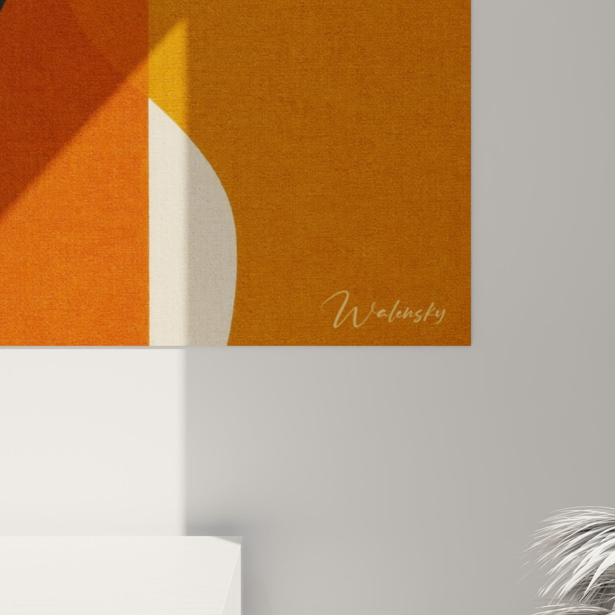 Détail du grain toilé révélant les nuances orangées et anthracite du profil féminin peint