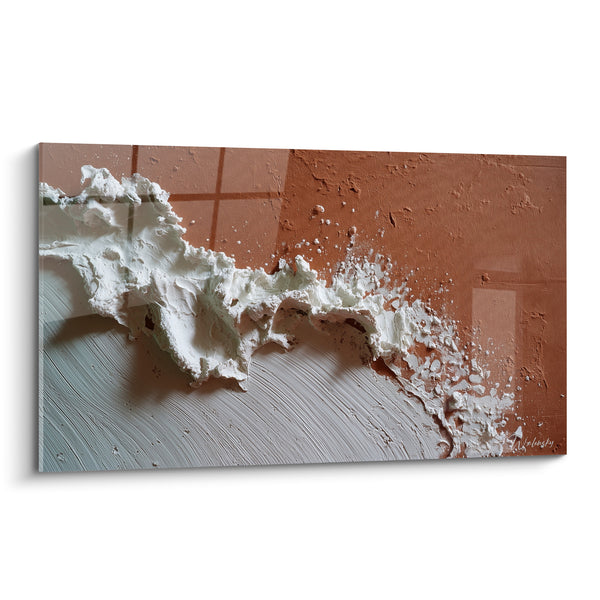 Tableau Vague blanche en relief épais - Écume figée - Edition Terracotta