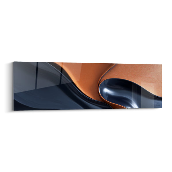 Tableau Vagues fluides anthracite et terracotta - Fusion des courants - Edition Terracotta