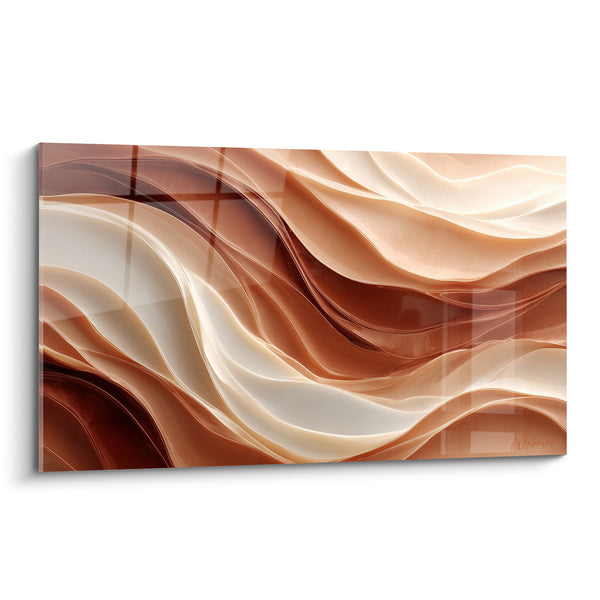 Tableau Vagues fluides brique et ivoire - Coulée sereine - Edition Terracotta