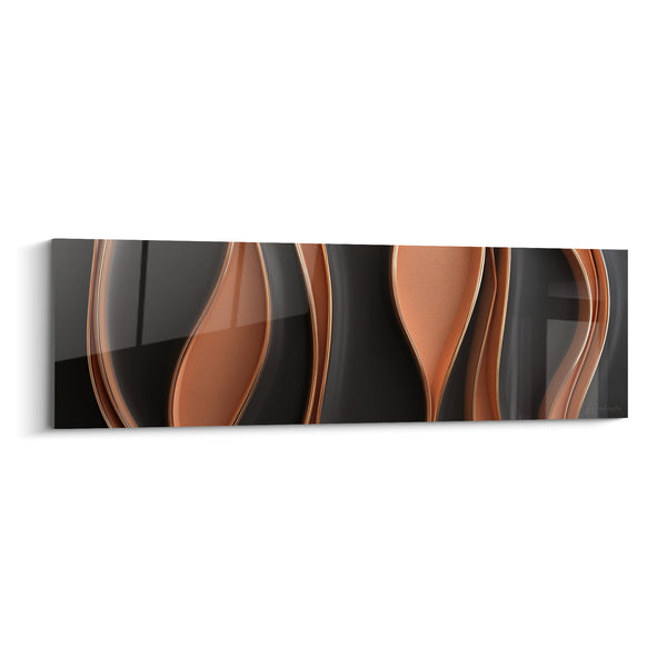 Tableau Vagues sinueuses cuivre et anthracite - Souffle cuivré - Edition Terracotta