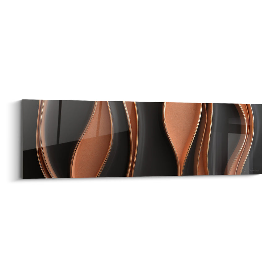 Tableau Vagues sinueuses cuivre et anthracite - Souffle cuivré - Edition Terracotta