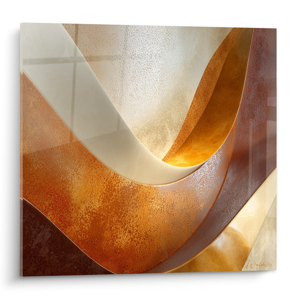 Tableau Vagues sculptées ivoire et cuivre - Onde de chaleur - Edition Terracotta