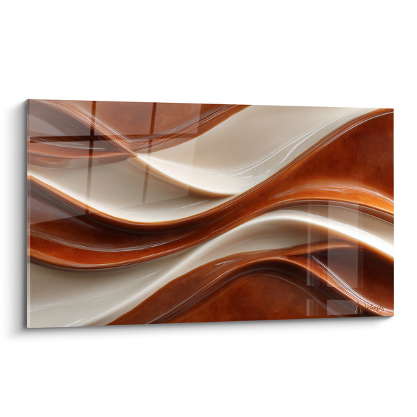 Leinwand Wellen sanft Kupfer und Creme mit glasierten Reflexionen - Lackierte Torsion - Edition Terrakotta