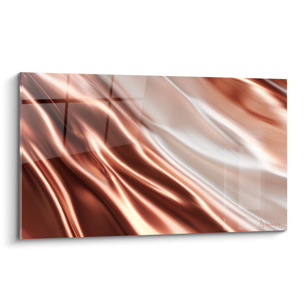 Tableau Vagues satinées cuivre et blanc - Vague de soie - Edition Terracotta