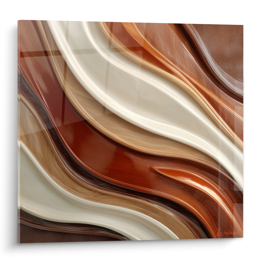 Tableau Vagues sinueuses ivoire et terracotta - Fusion liquide - Edition Terracotta