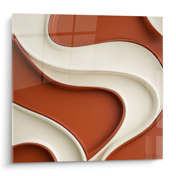 Tableau Vagues sinueuses ivoire et brique - Fusion sinueuse - Edition Terracotta