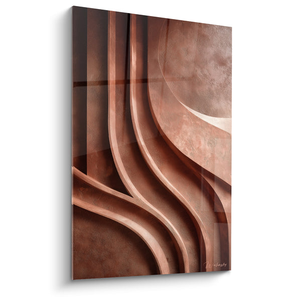 Tableau Reliefs sinueux ocre et brun sculptés - Dunes sculptées - Edition Terracotta