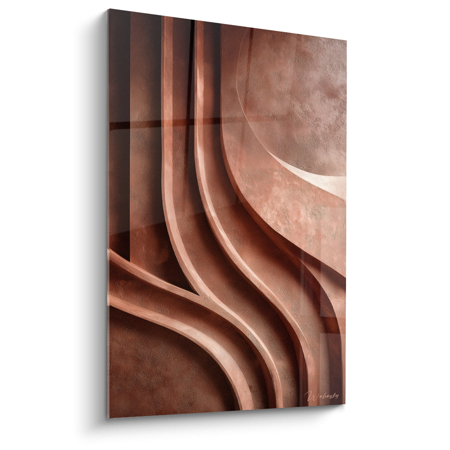 Tableau Reliefs sinueux ocre et brun sculptés - Dunes sculptées - Edition Terracotta