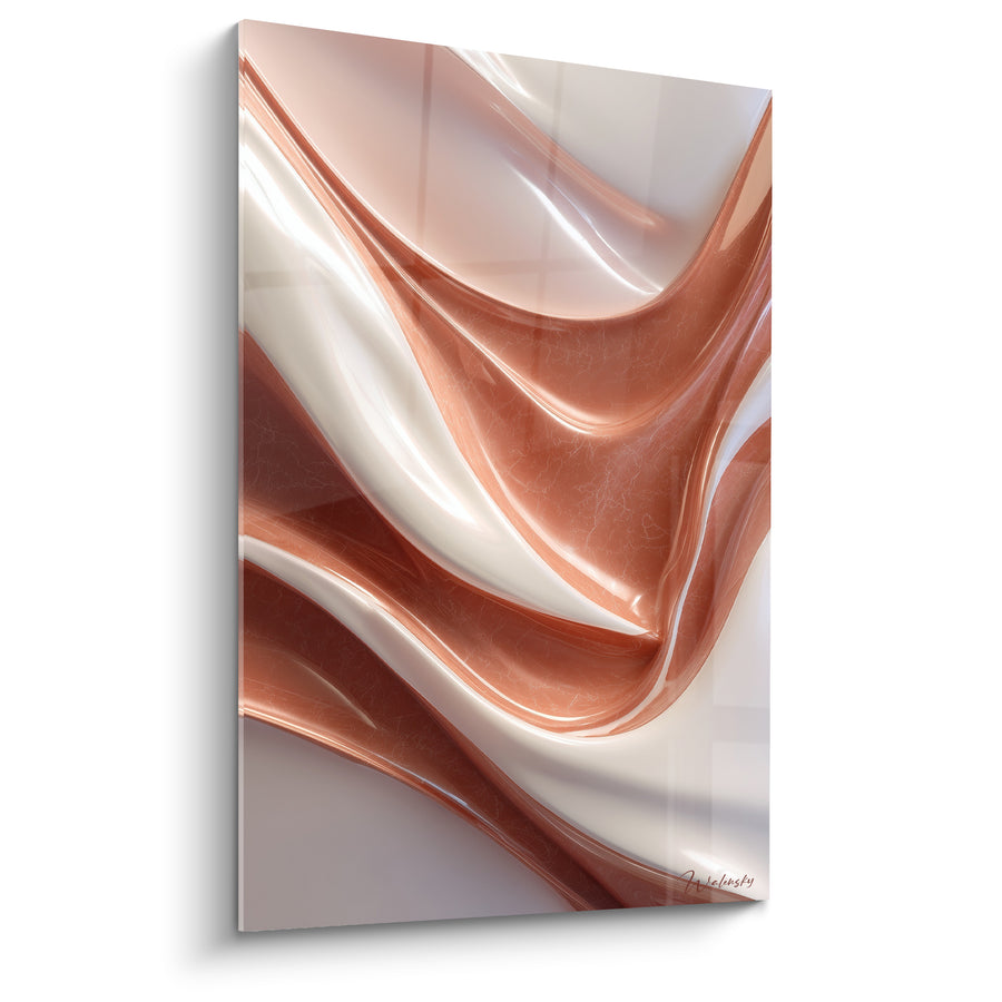 Tableau Vagues drapées terracotta et ivoire - Étreinte soyeuse - Edition Terracotta