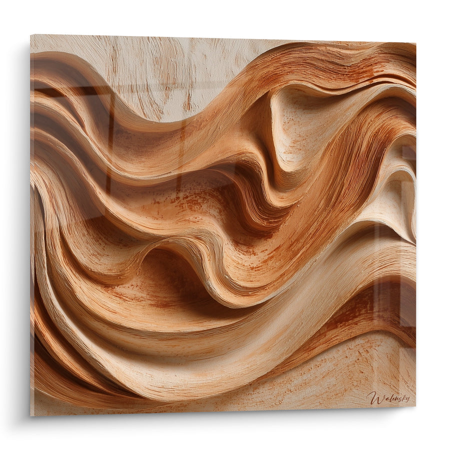 Tableau Vagues sculptées ocre et beige - Souffle du désert - Edition Terracotta