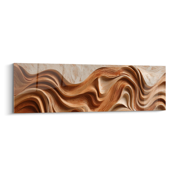Tableau Vagues sculptées cuivre et crème entrelacées - Torsion sinueuse profonde - Edition Terracotta