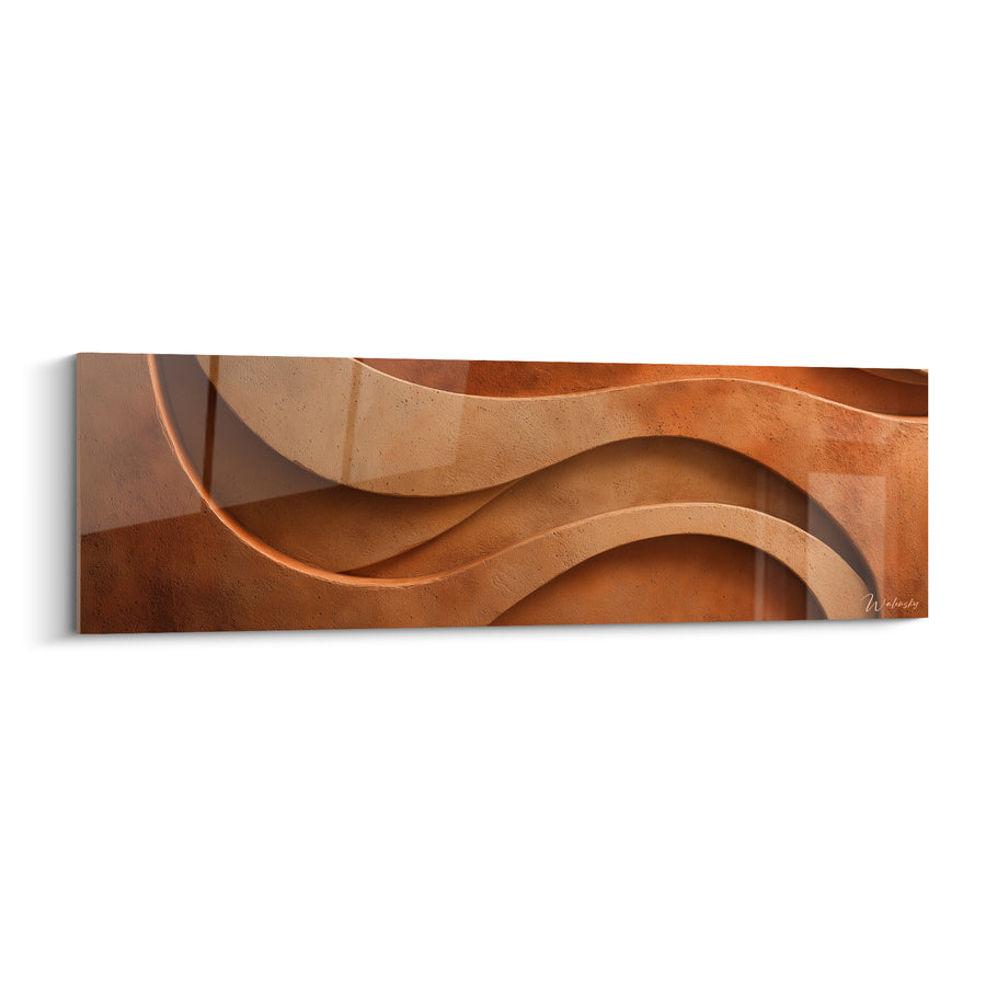 Tableau Vagues sculptées cuivre et sable ondulantes - Reliefs incurvés lissés - Edition Terracotta