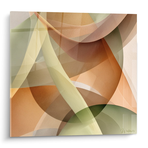 Tableau Voiles courbes ocre et vert sauge - Souffle suspendu - Edition Terracotta