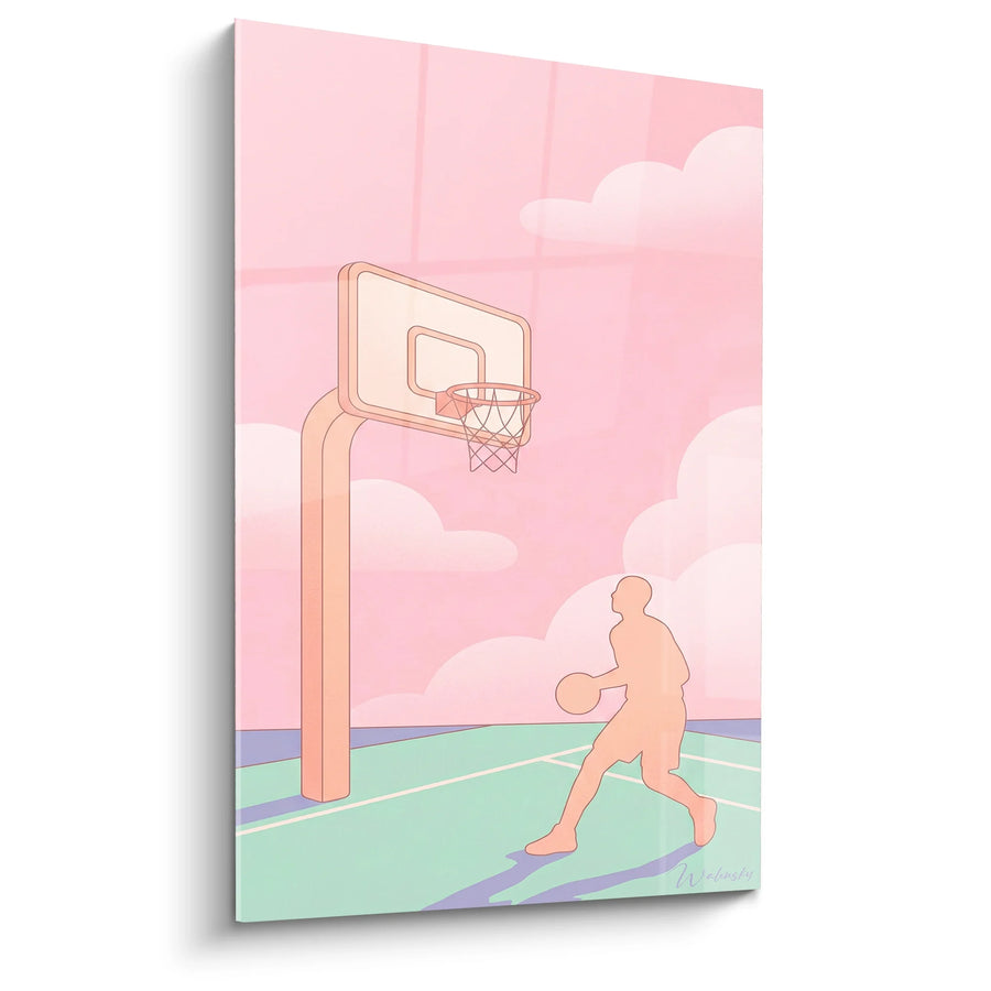 Tableau Terrain de Basket Rose - Rêve Sportif - Edition Basket Ball
