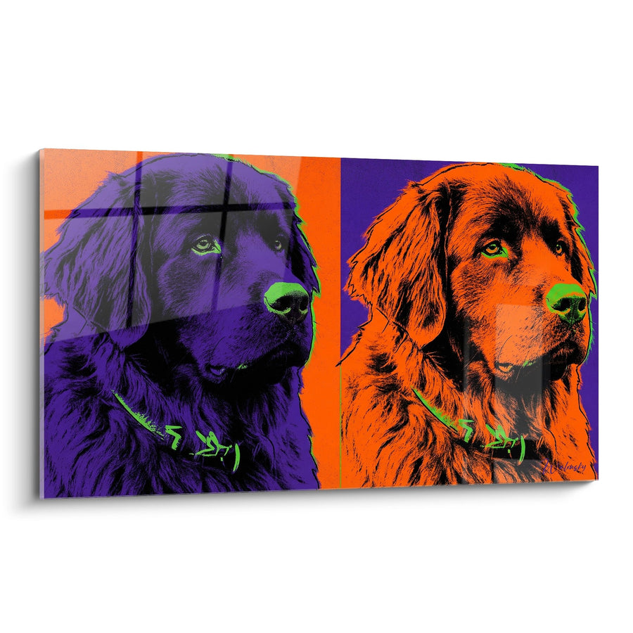 Tableau Duo de Chiens aux Couleurs Vives - Portrait Pop Art - Edition Terre Neuve