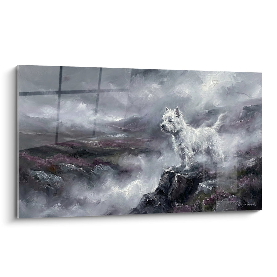 Tableau Terrier Blanc sur Lande Brumeuse - Brumes Écossaises - Edition West Highland White Terrier